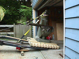 Front edge of platform on pipe roller