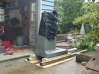 The base prepared to leap down the steps